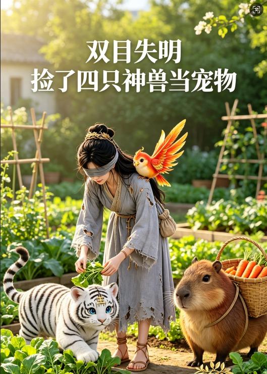 双目失明，捡了四只神兽当宠物